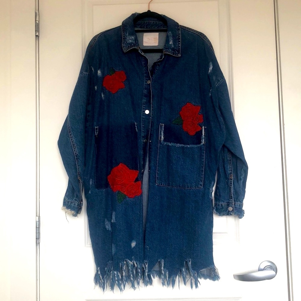 Zara denim jean oversized shirt jacket